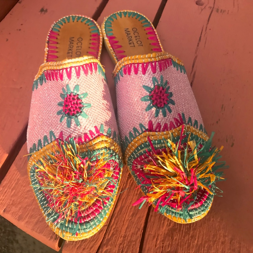 🦜 NEW Ocelot Market Hand Woven Slides